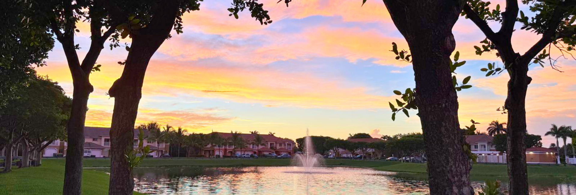 Lake with a beautiful sunset