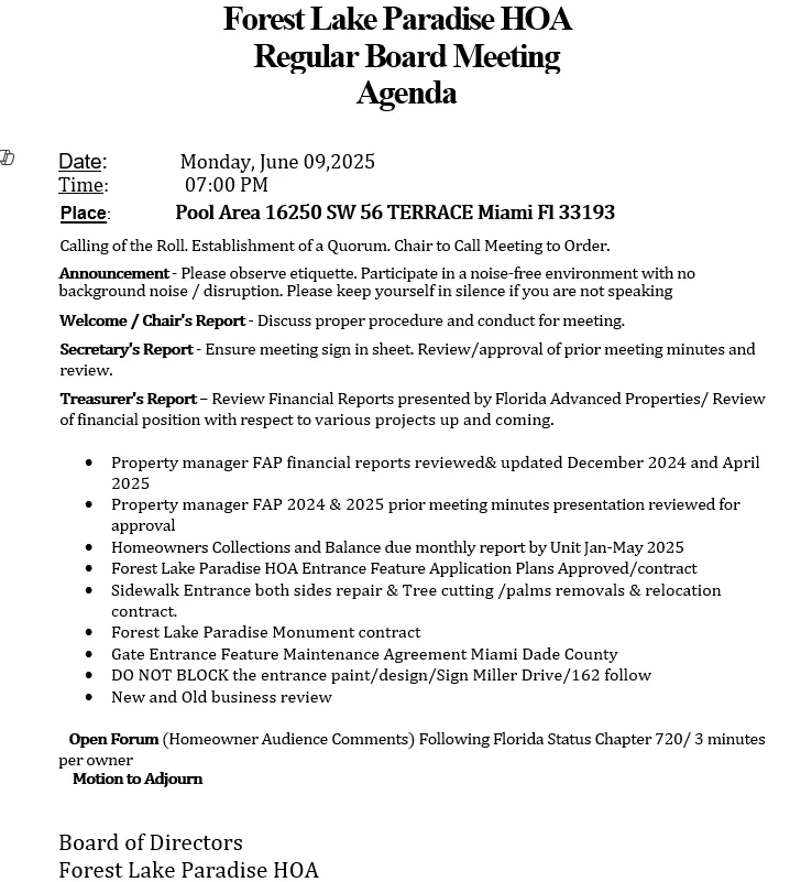 Meeting Agenda